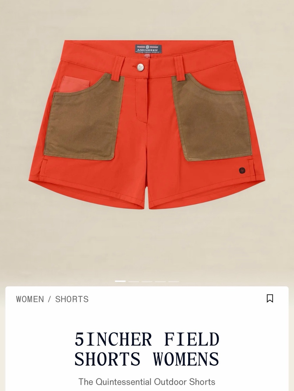 AMUNDSEN 5INCHER FIELD SHORTS WOMENS RED CLAY TAN NWT SZ XS